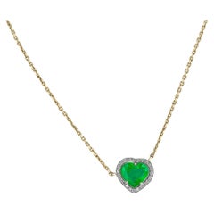 Emerald Necklace Pendant in 14 Karat Gold, Emerald Heart Pendant