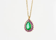 Emerald Necklace Pendant, Pear Emerald Necklace Pendant