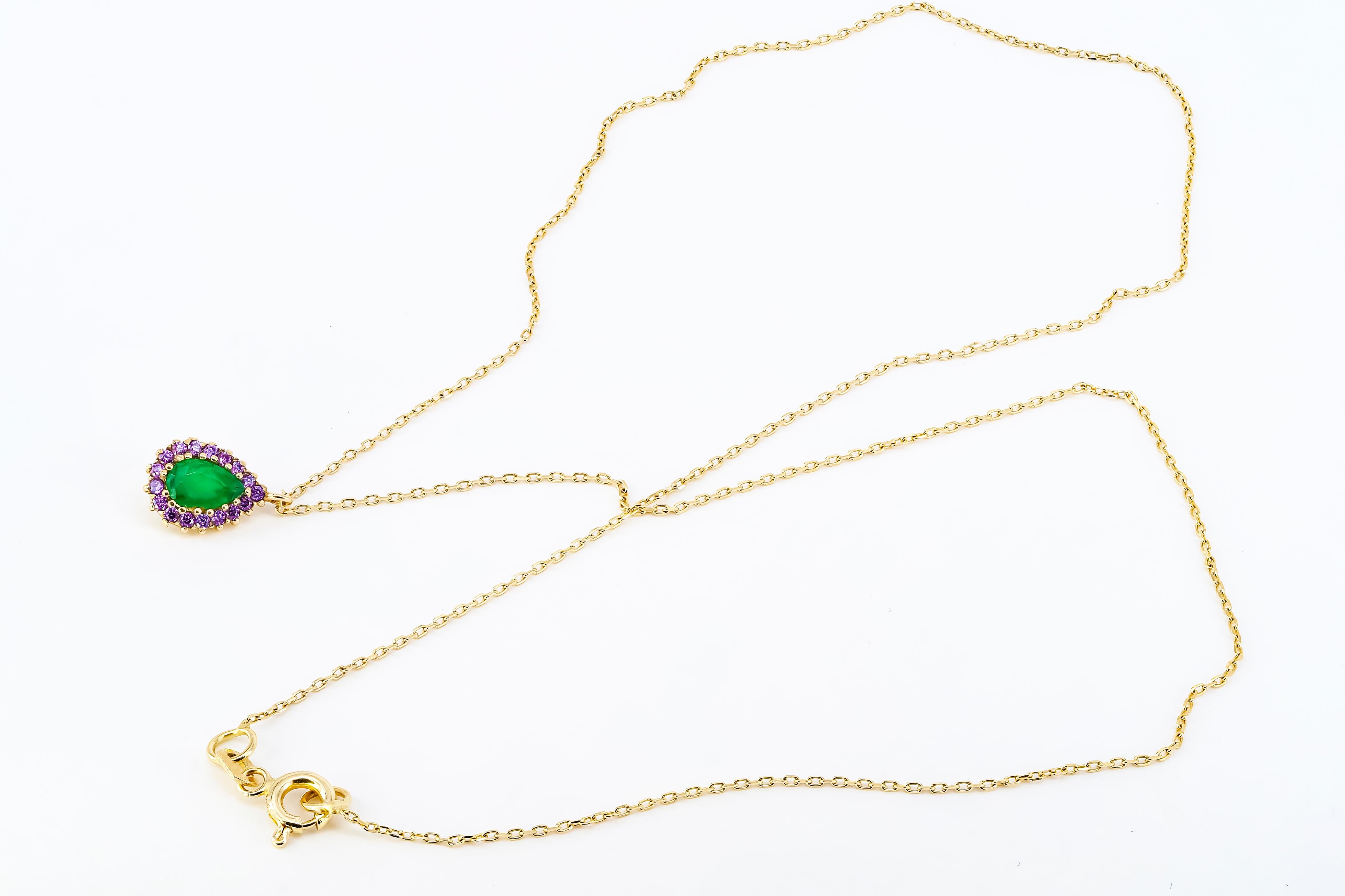 Emerald Necklace Pendant, Pear Emerald Necklace Pendant In New Condition For Sale In Istanbul, TR