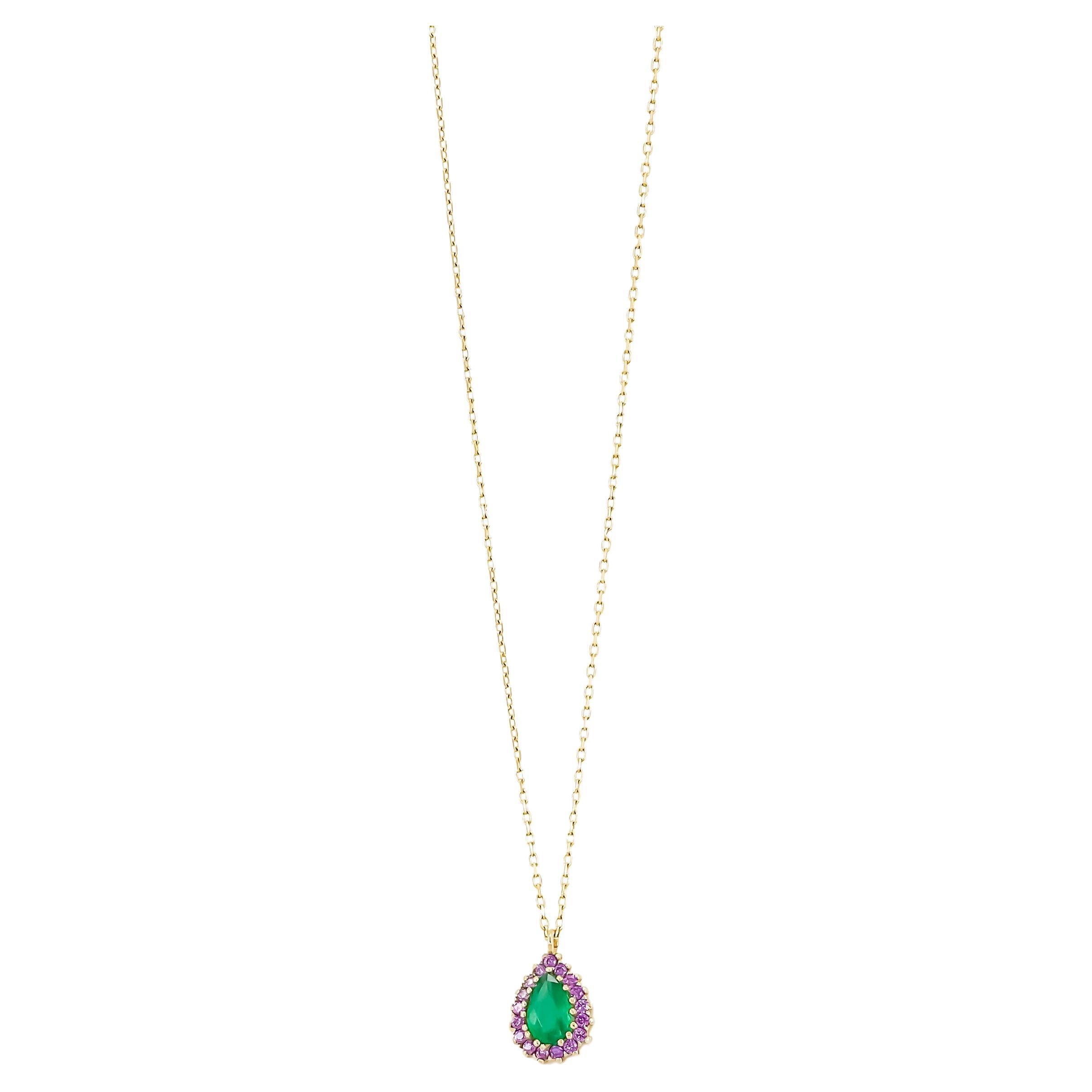 Emerald Necklace Pendant, Pear Emerald Necklace Pendant