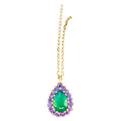 Emerald Necklace Pendant, Pear Emerald Necklace Pendant