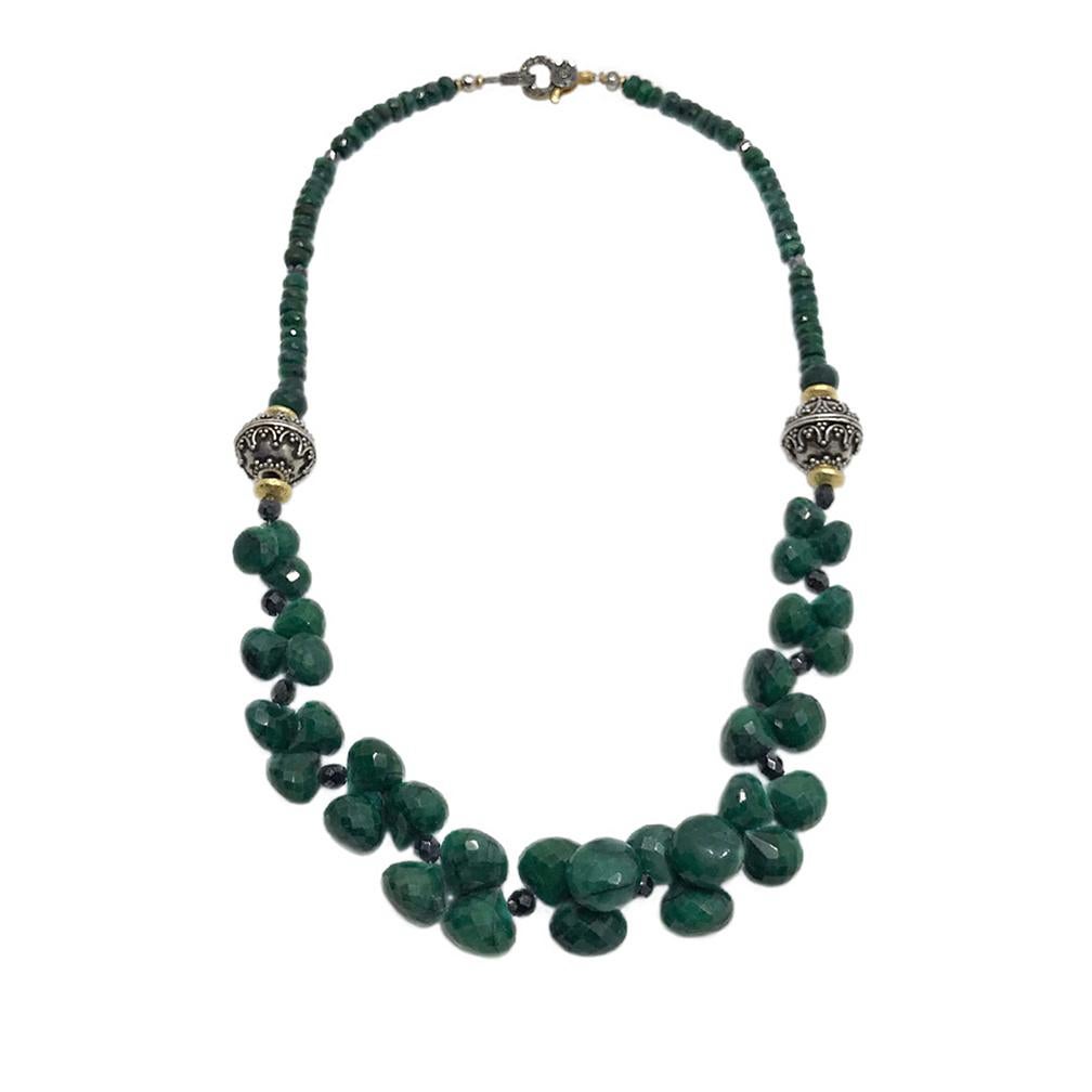 Artisan Emerald Necklace w/Diamond Clasp For Sale