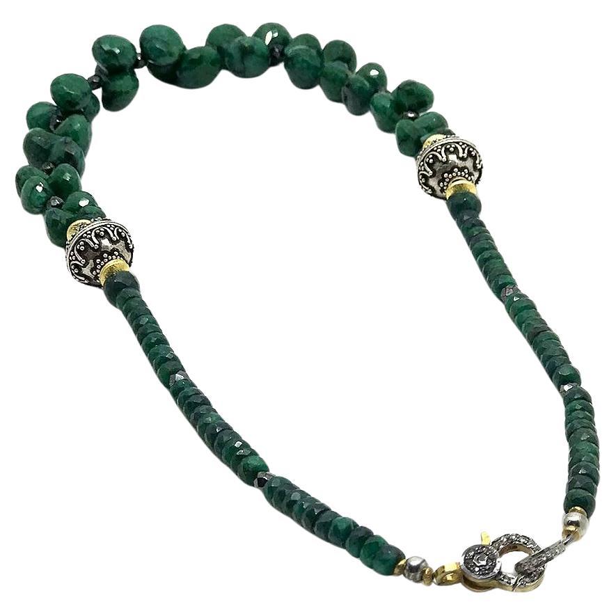 Emerald Necklace w/Diamond Clasp For Sale