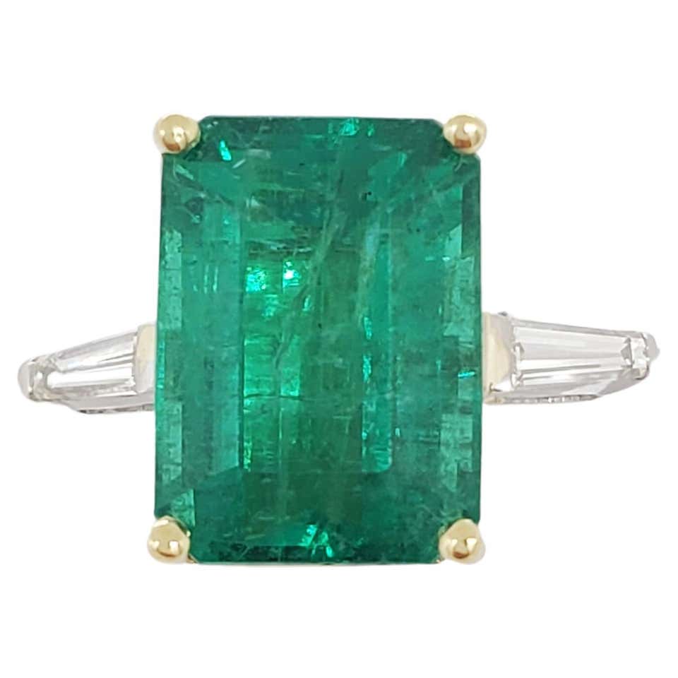 Colombian Emerald Octagon and Diamond Ring at 1stDibs
