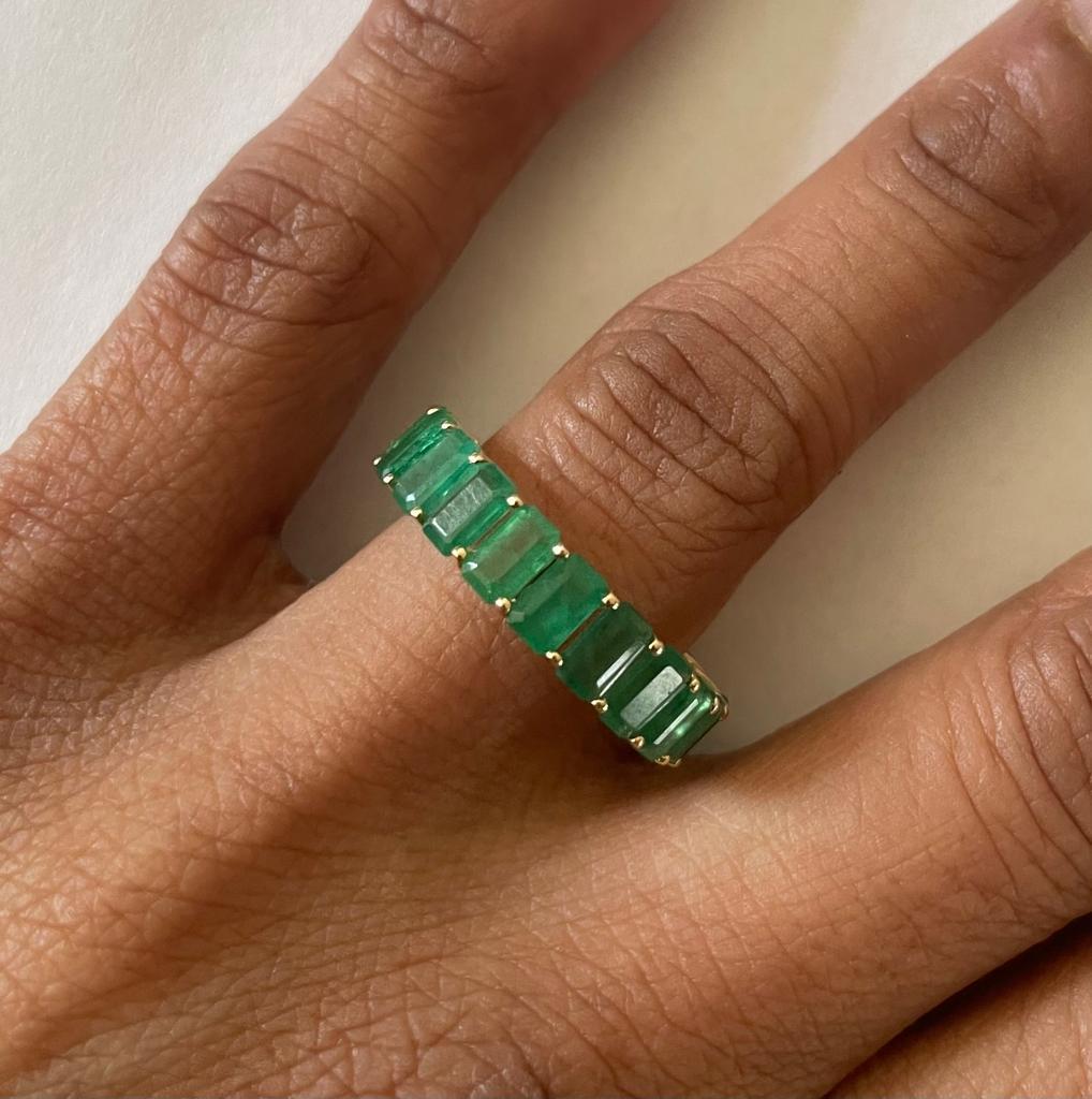 Emerald Octagon Band 14k Yellow Gold In New Condition For Sale In Rutherford, NJ