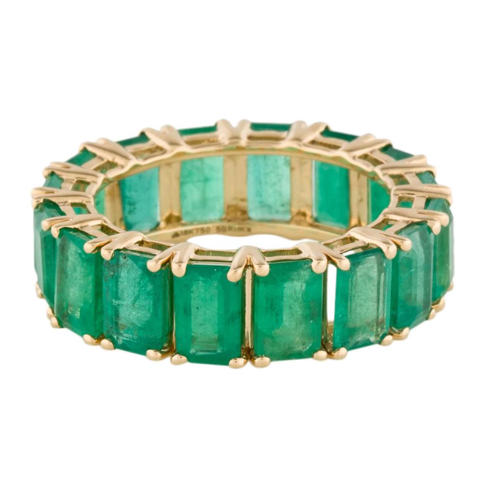 Octagon Cut Emerald Octagon Ring in 14K Gold For Sale