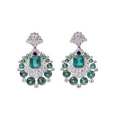 Diamond Emerald Beads Onyx Earring