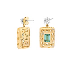 Emerald Oculus Bezeled Single Drop Earrings