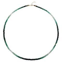 Collar de Cuentas Esmeralda Ombre con Acentos de Oro de 18K, Hecho a Mano en CT