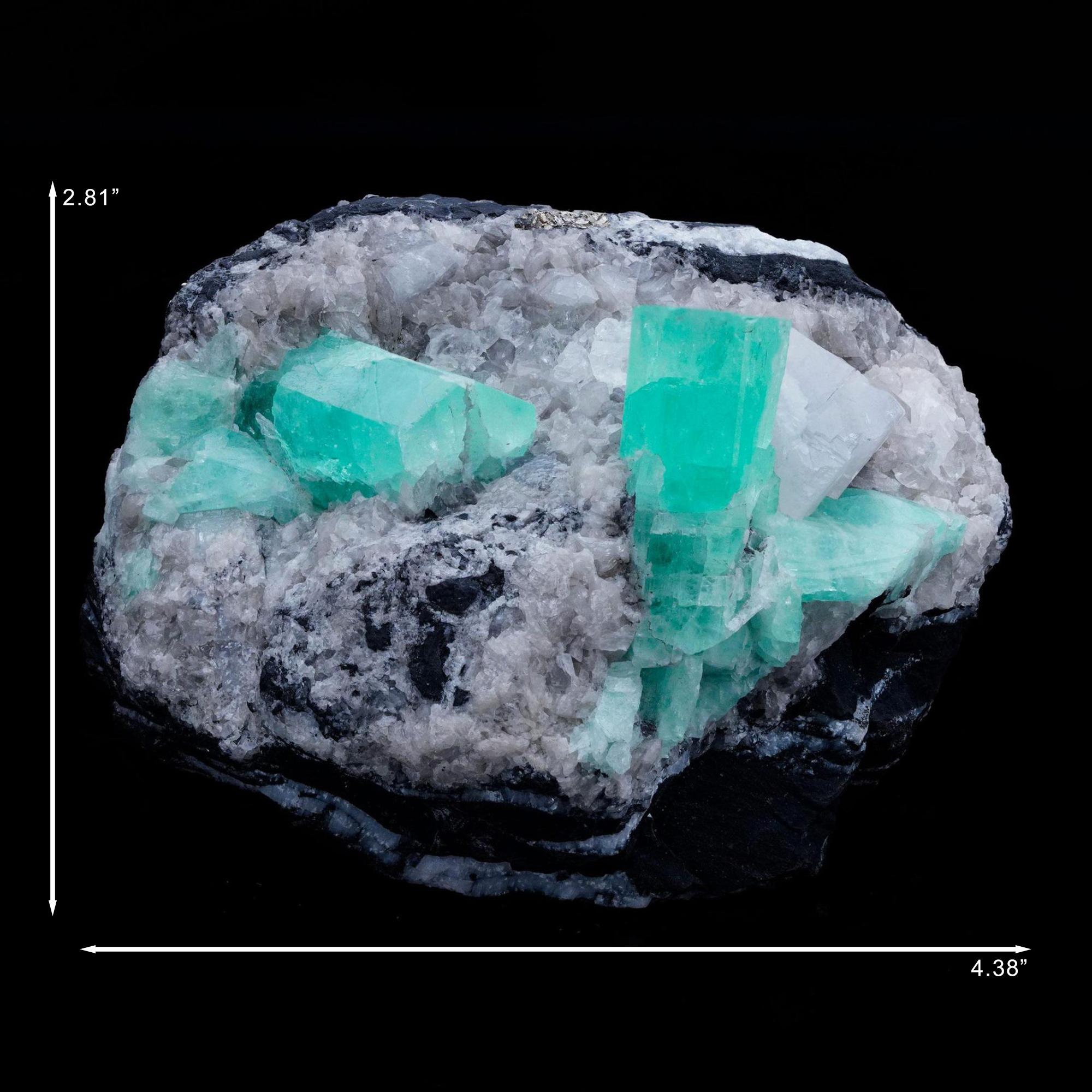 Smaragd auf Calcite mit Pyrit im Angebot 2