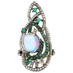 Emerald Opal Diamond Cocktail Ring