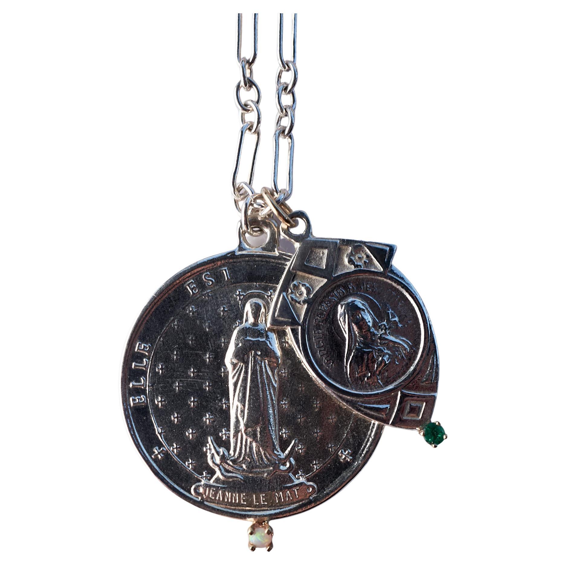 Smaragd-Opal-Medaille-Halskette Jungfrau Maria J Dauphin