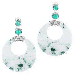 Goshwara Emerald Cut Oval And Carved Jade Earrings