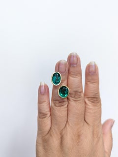 Emerald Oval Bypass Cocktail Ring in 18K Yellow Gold