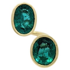 Emerald Oval Bypass Cocktail Ring in 18K Yellow Gold