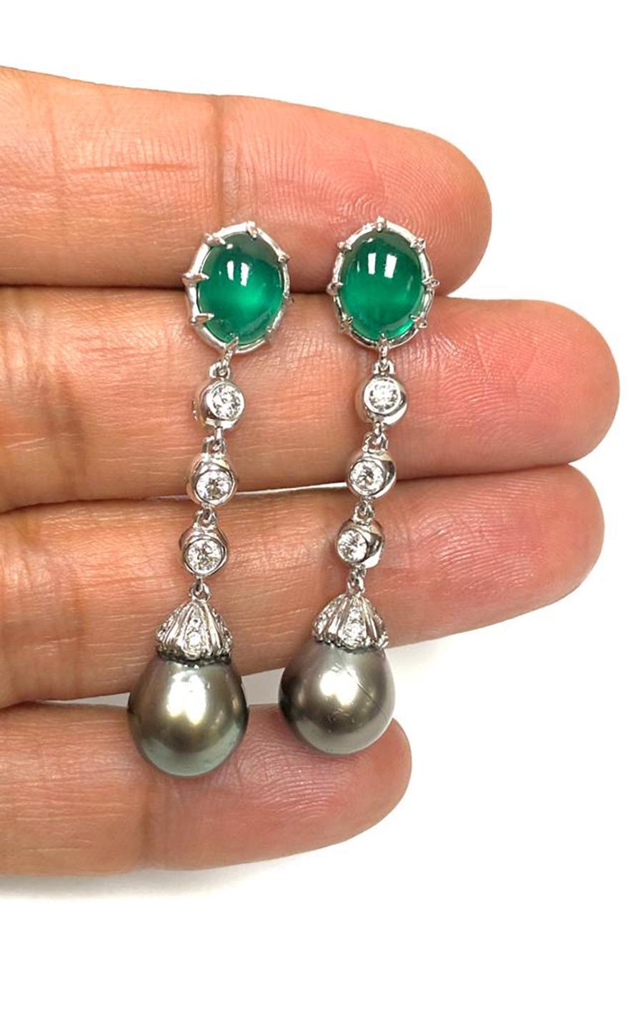 grey pearl and diamond earrings