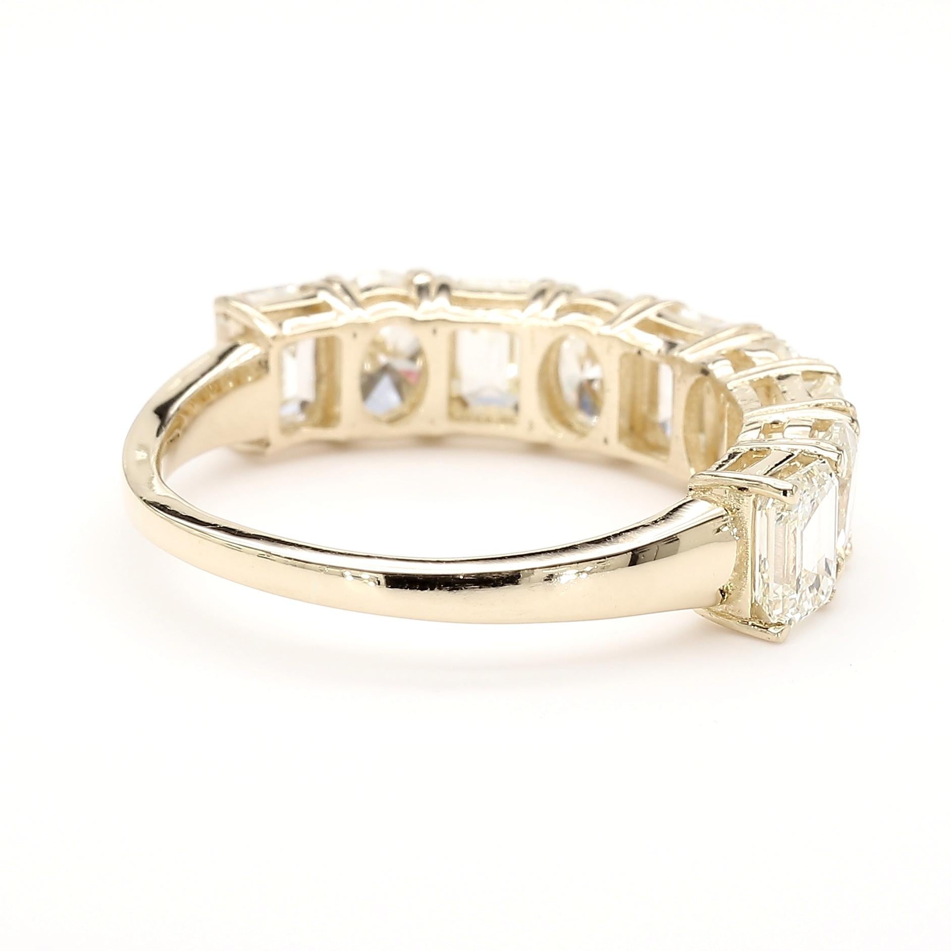 Emerald & Oval Cut 4.09 Carats Half Eternity 14K Yellow Gold *Natural Diamonds* 1