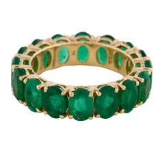 Emerald Oval Eternity Ring in 14K Gold