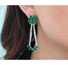 Emerald Oval/Pear Earrings 10.21 Carats