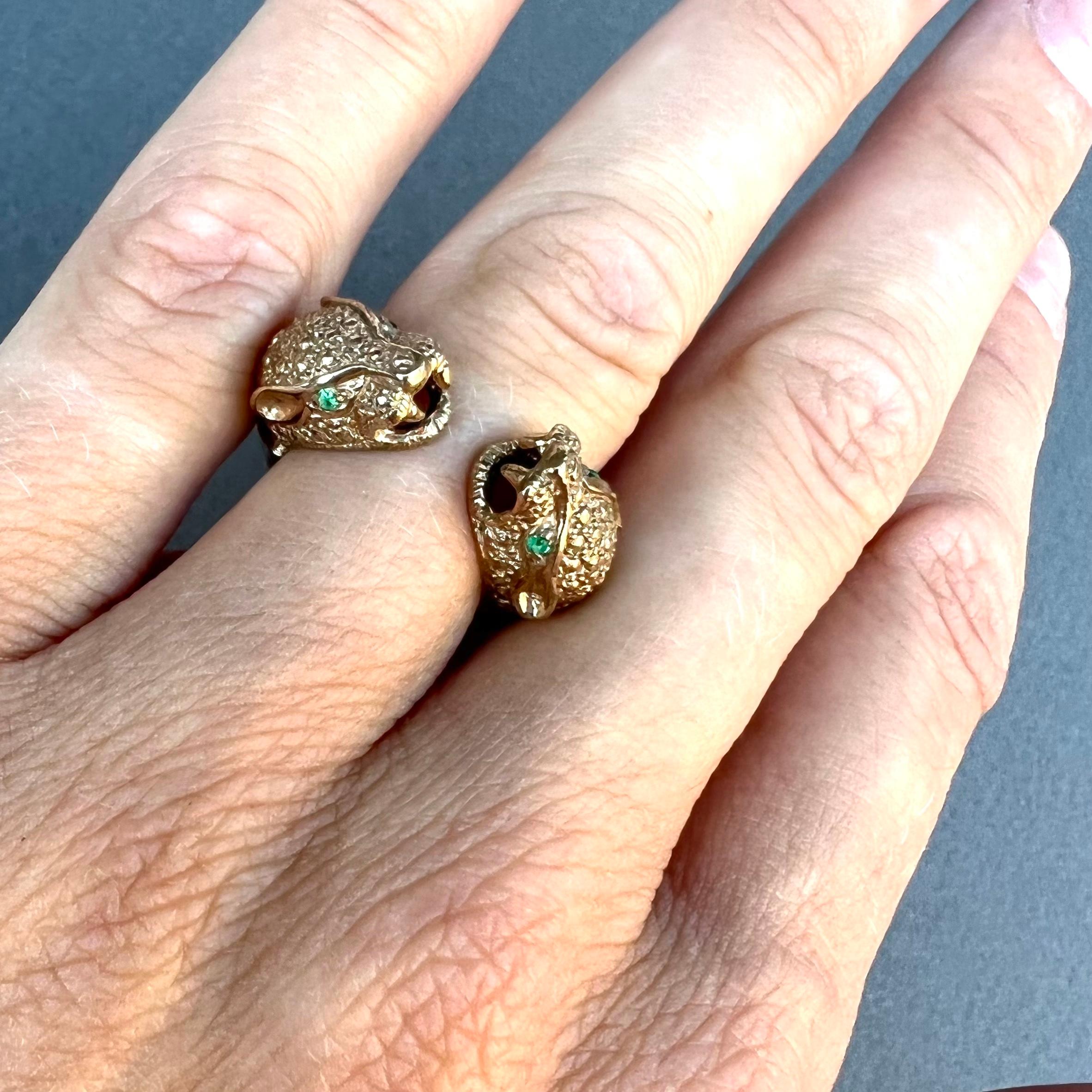 Early Victorian Emerald Panther Ring Jaguar Cocktail Ring Bronze J Dauphin