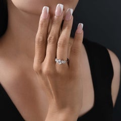 Emerald & Pear Diamond with 18K White Gold Statement Cluster Engagement Ring