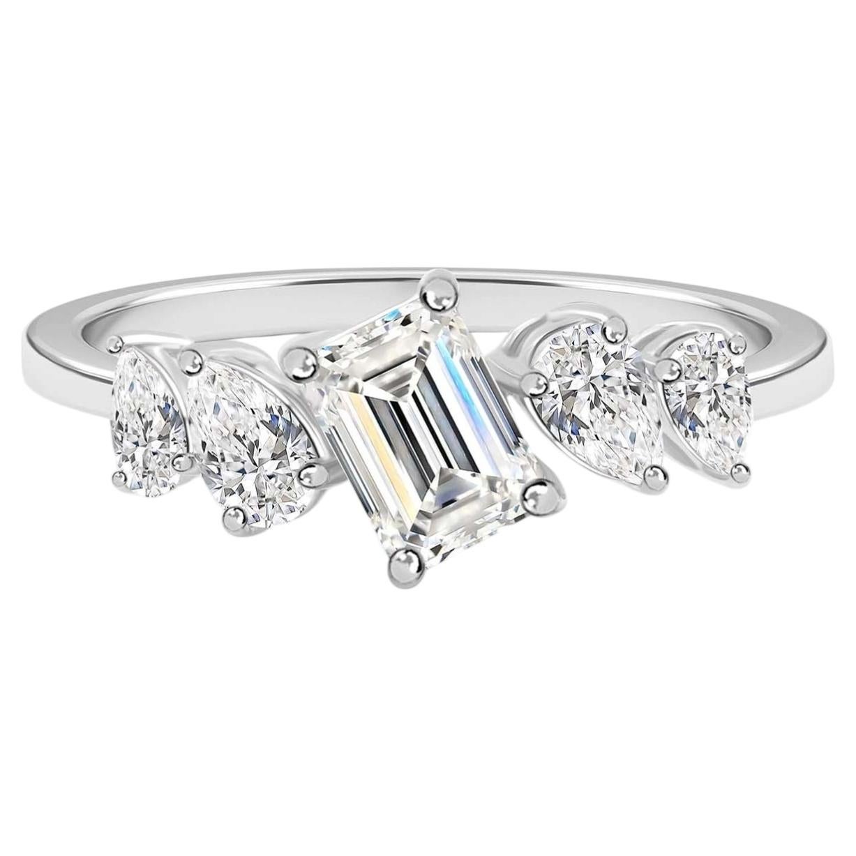 18K White Gold 1.17-Carat Mixed-Cut Diamond Statement Ring