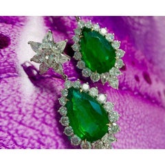 Emerald Pear Earrings 18.03 Cts