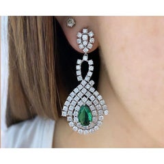 Emerald Pear Earrings 2.94 Cts
