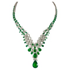 Emerald Pear Necklace 46.67 CT