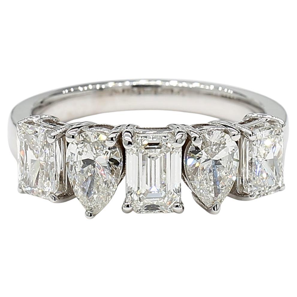 Emerald Pear Radiant Alternate 1.95 Carats Half Eternity 18K White Gold *F VVS*