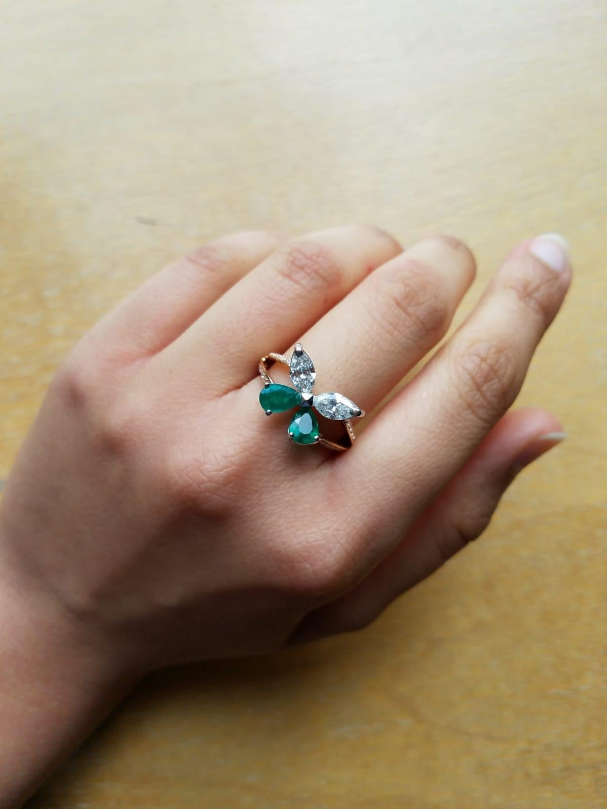 emerald butterfly ring