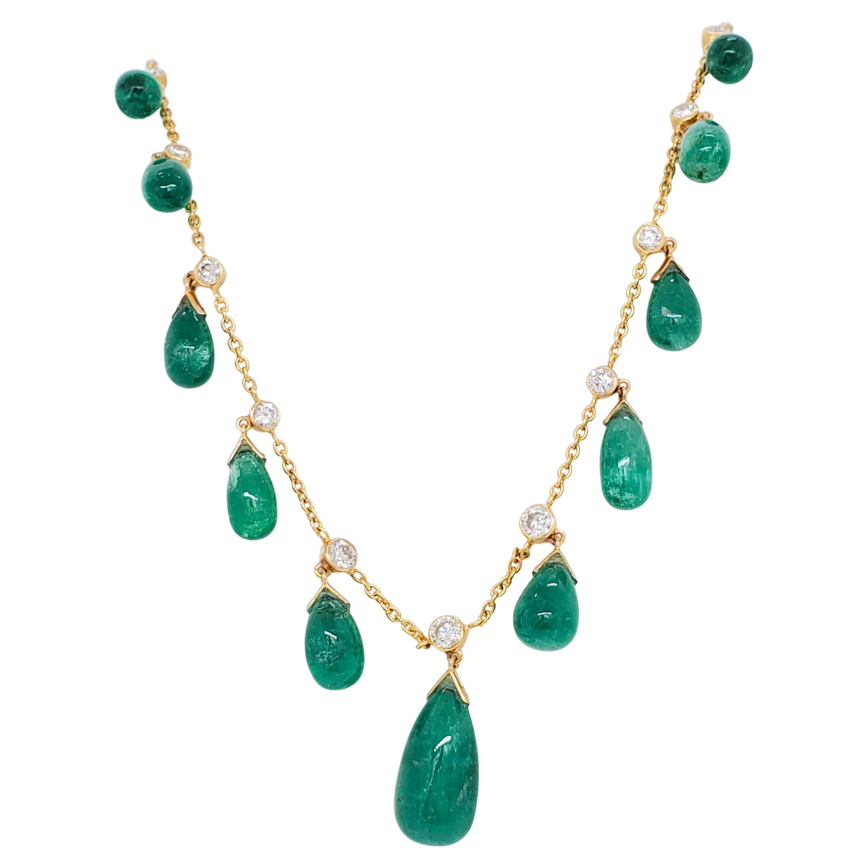 Authentic Rare Diamond and Emerald Stunning Necklace at 1stDibs