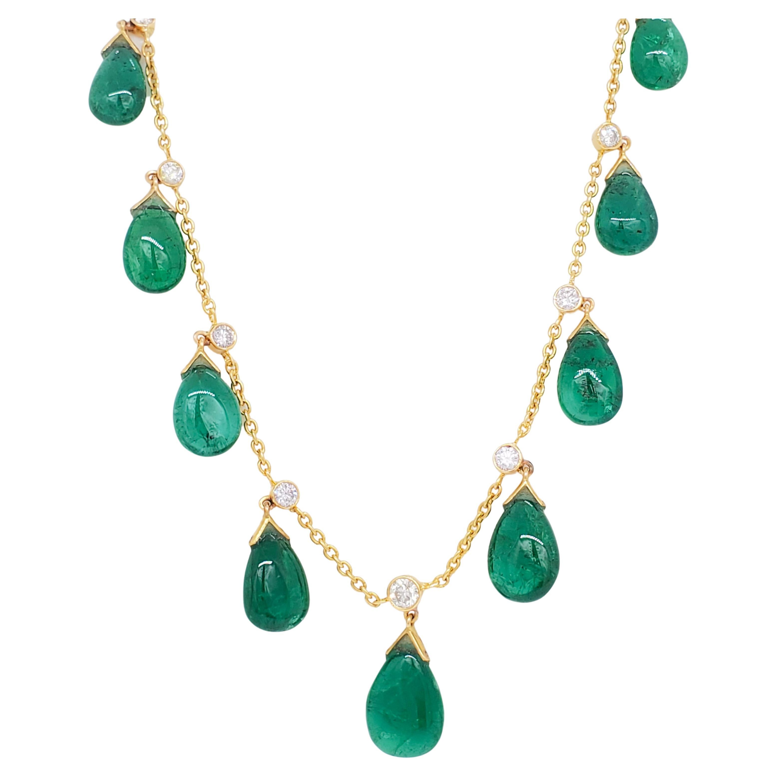Authentic Rare Diamond and Emerald Stunning Necklace at 1stDibs