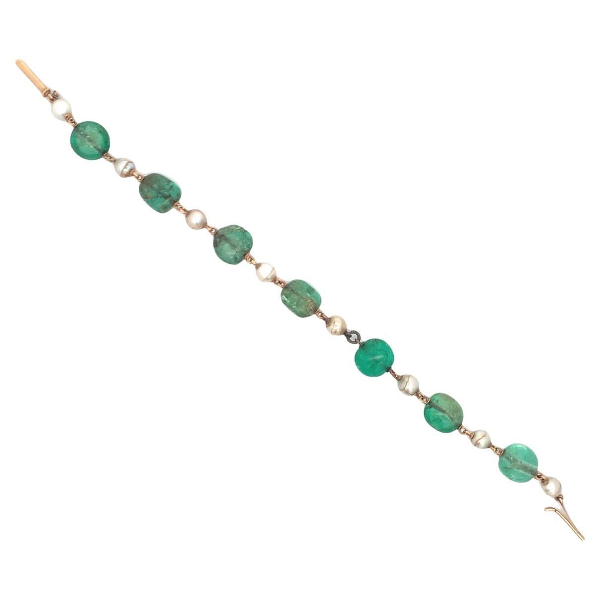 Emerald & Pearl Bead Bracelet