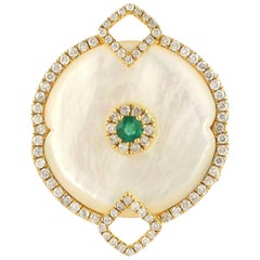 Emerald Pearl Diamond 18 Karat Cocktail Ring