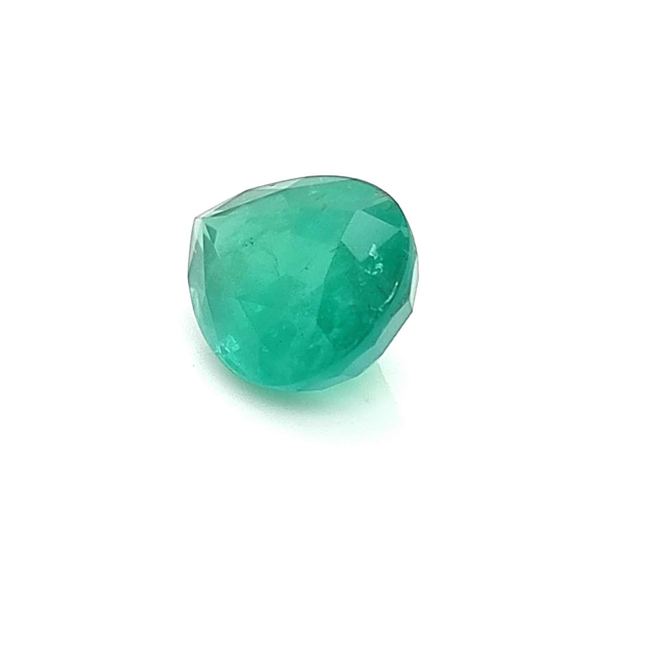 Women's or Men's Emerald Pearshape Zambia 10.23 TCW Certified For Sale