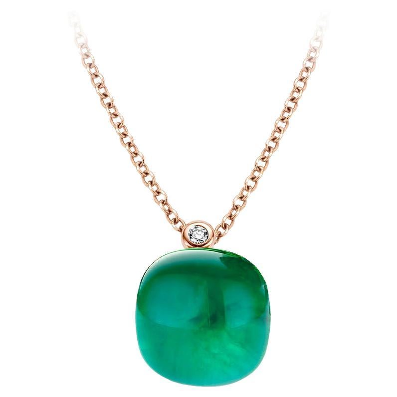 Emerald Pendant in 18kt Rose Gold by Bigli For Sale