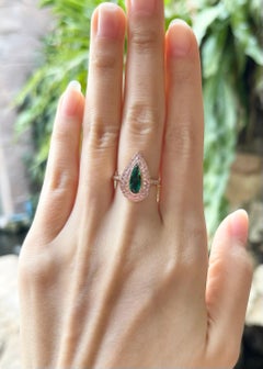 Emerald, Pink Sapphire and Diamond Ring set in 18K Rose Gold Settings