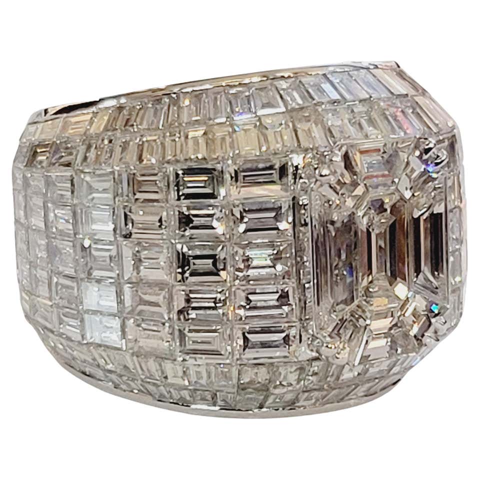 Invisible Setting Emerald Square Ring For Sale at 1stDibs | invisible ...