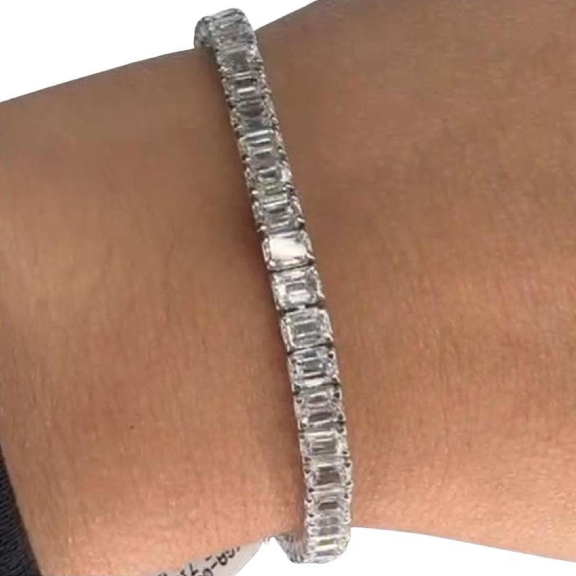 Pulsera Esmeralda Platino Oro Blanco 18K Diamantes en venta