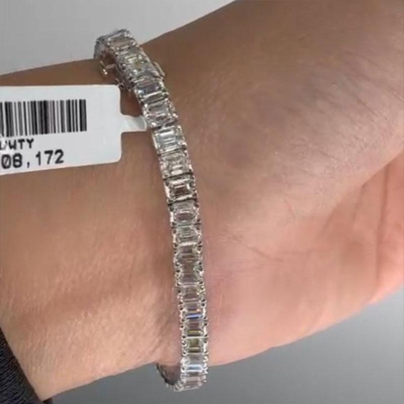 Pulsera Esmeralda Platino Oro Blanco 18K Diamantes Moderno en venta