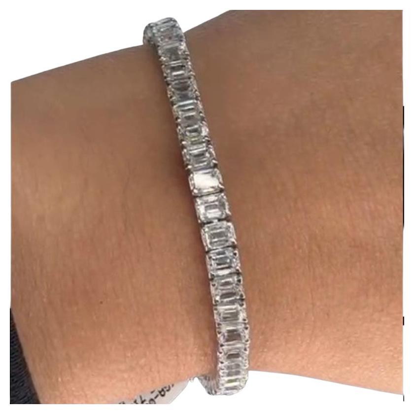 Emerald Platinum 18K White Gold Diamond Bracelet