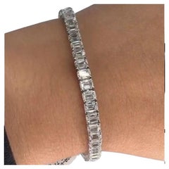Emerald Platinum 18K White Gold Diamond Bracelet
