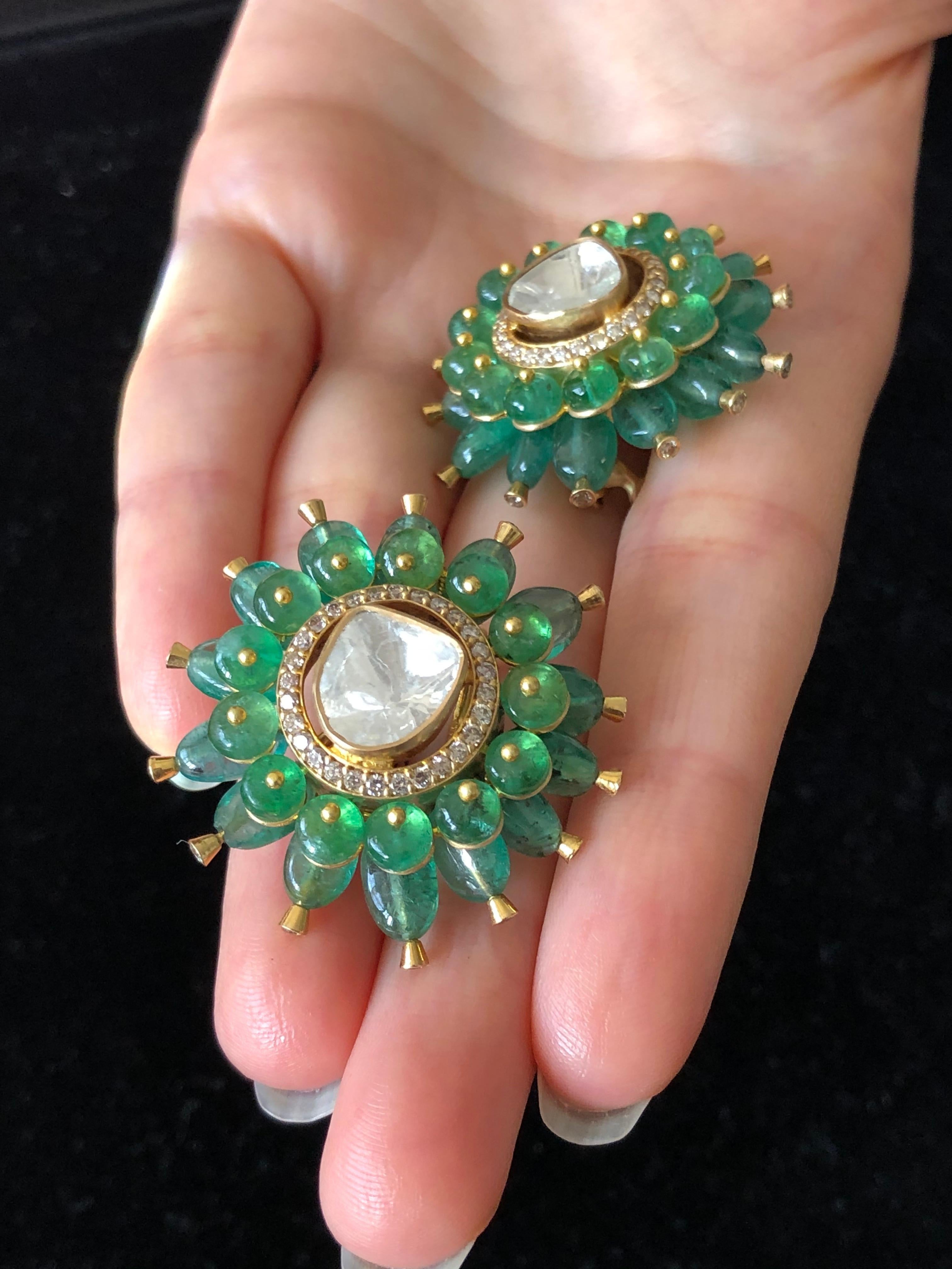 emerald polki earrings