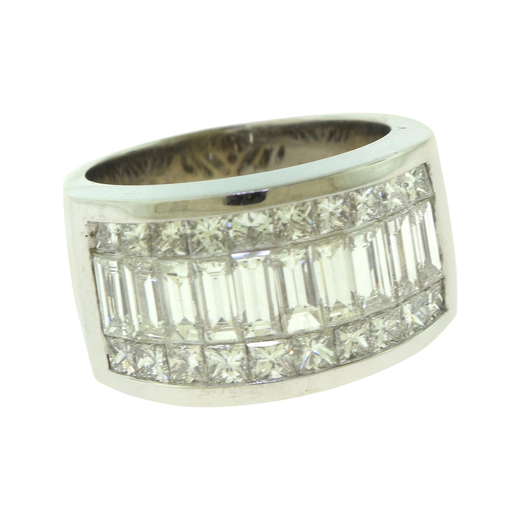 Emerald/Princess Cut Diamond White Gold Eternity Band Ring