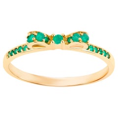 Emerald Ribbon Ring 0.28 Carats 14K Yellow Gold