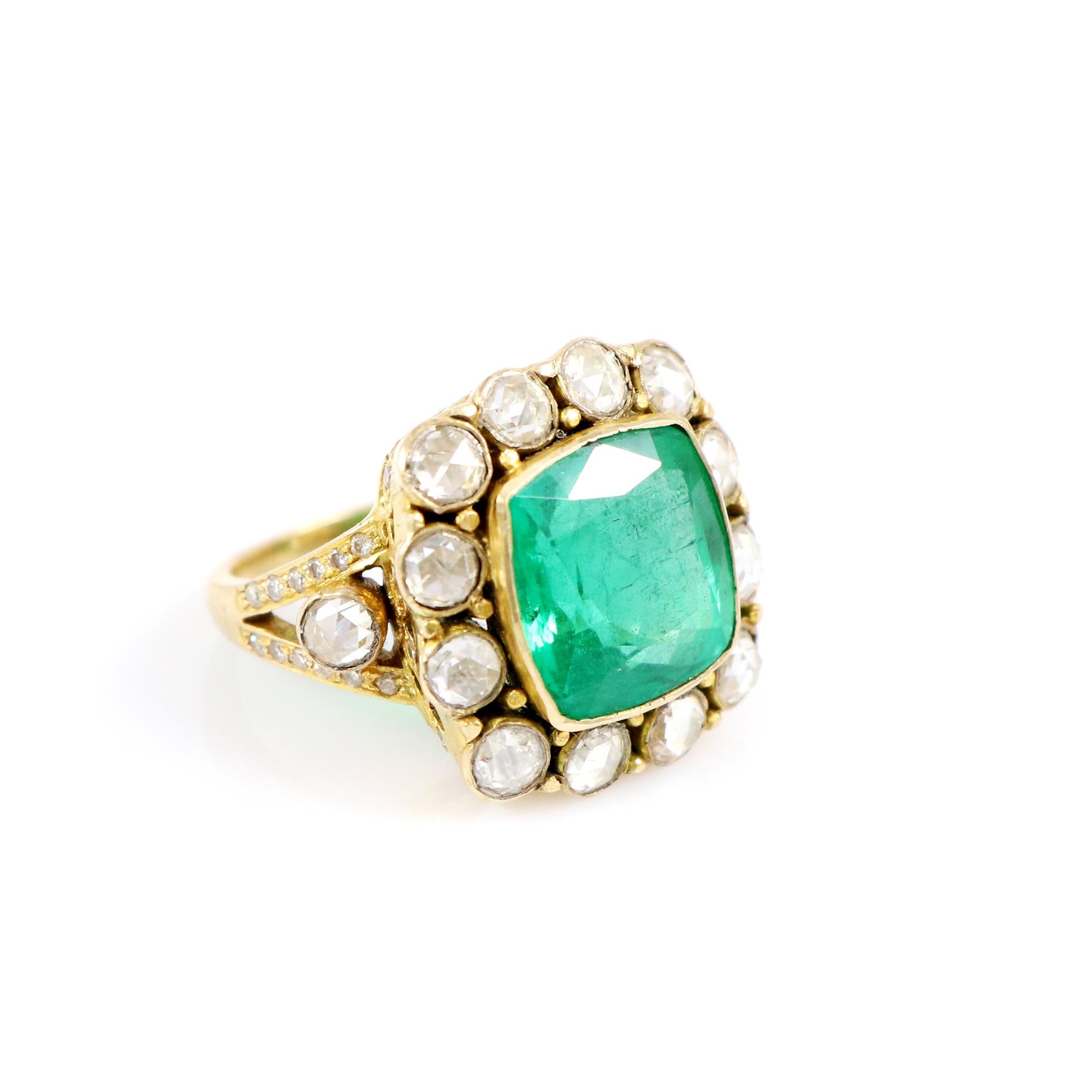 Rose Cut Emerald Ring 0069 For Sale