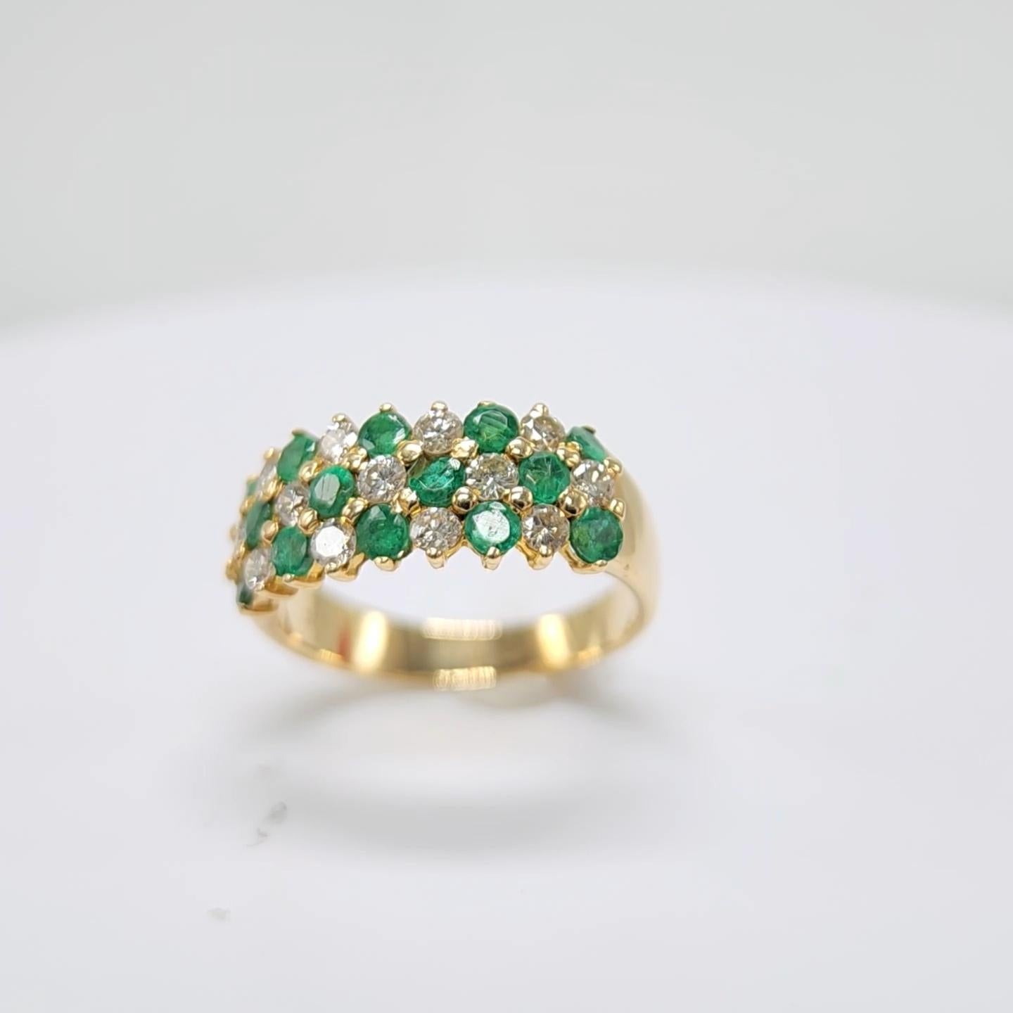  Diamond 0.40carat G-H-VS.
Emerald Round -0.70 carat.
14K Yellow Gold 4.30 Grams, Finger Size 6.75
all natural stones