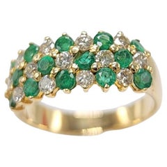Esmeralda  Anillo Oro Amarillo 14 Kilates y Diamantes