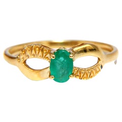 Emerald Ring 14 Karat .40 Carat Natural Retro Deco